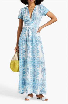 Melissa Odabash Petunia Paisley-Print Voile Maxi Dress In Blue