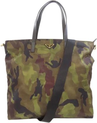 Prada Pre-owned Tote Bags, female, Green, Size: ONE SIZE Pre-owned Nylon prada-bags