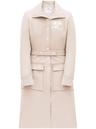 Courr&egrave;ges Reedition coat - women - Cotton/Polyurethane/Elastane - 34 - Neutrals