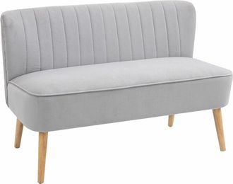 HOMCOM Modern Double Seat Sofa Compact Loveseat Couch Padded Velvet Wood Legs Grey - Homcom