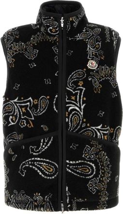 Moncler Black Paisley Mock Collar Jacket