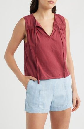 Bella Dahl Lace Trim Tie Neck Sleeveless Top in Dark Cherry at Nordstrom, Size X-Small