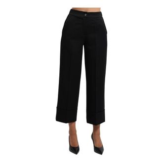 Gaud&igrave; Pantaloni cropped con maxi risvolto - - Trousers - Donna - Nero - 2XL