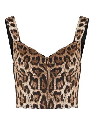 Dolce & Gabbana Leopard Cotton Bustier