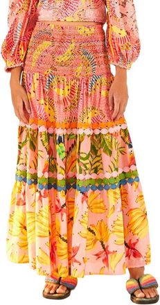 Farm Rio Farm Rio Mixed Pink Prints Midi Skirt