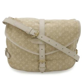 Louis Vuitton Pre-owned Monogram Mini Lin Saumur 30 Schoudertas - Dames - Pre-owned - Beige - Maat: ONE Size Leer