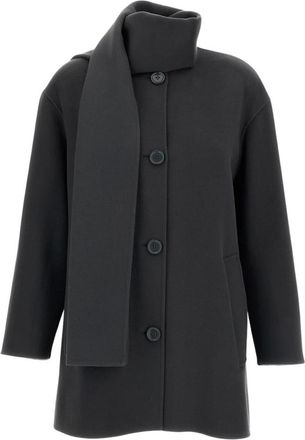 Max Mara Short Wool Coat with Scarf - female - Max Mara - Single-Breasted Coats - Gray - XS - Coats