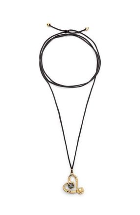 UNOde50 Long Pendant and Central Heart With Black Crystal in Gold at Nordstrom