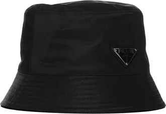 Prada Mens Bucket Hat Re-Nylon Black Calf Leather