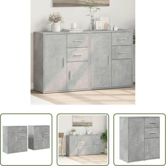 vidaXL Credenze grigio cemento - Credenze 2 pz Grigio Cemento 60x31x70 cm in Legno Multistrato