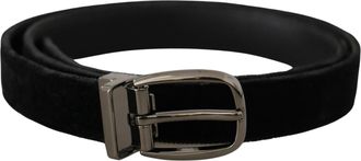 Dolce & Gabbana Mens Velvet Belt Black Textile - Size 90 cm