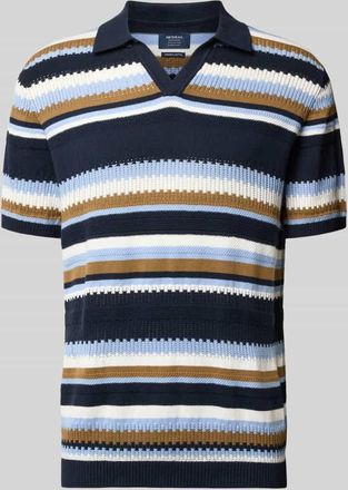 Mc Neal Strickshirt im Allover-Look mit Polokragen in Dunkelblau, Gr&ouml;&szlig;e XXXL