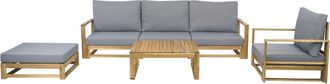 Habitat et Jardin Conjunto De Jard&iacute;n De Madera De Acacia Con Cojines <> - 5 Plazas - Gris