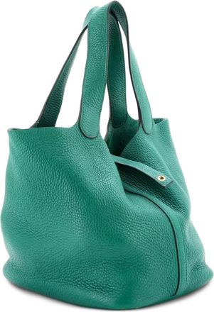 Herm&egrave;s Borsa a secchiello Picotin Lock MM in pelle Clemence - Verde