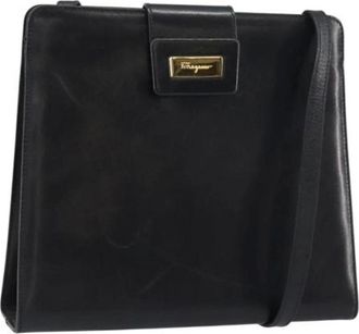 Ferragamo Pre-owned Cross Body Bags, female, Black, Size: ONE SIZE Pre-owned Leather Crossbody Bag