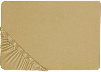 Beliani S&aacute;bana De Algod&oacute;n Verde Oliva 200 X 200 Cm Ajustable Bordes El&aacute;sticos S&oacute;lido Janbu