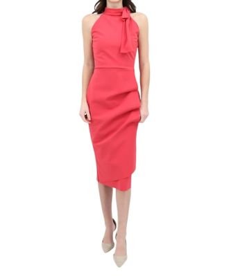 La Petite Robe Di Chiara Boni Adania Ruffle Jersey Halter Midi Dress In Peach