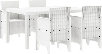 vidaXL Garden Dining Set 5 pcs White Polt rattan Vidaxl