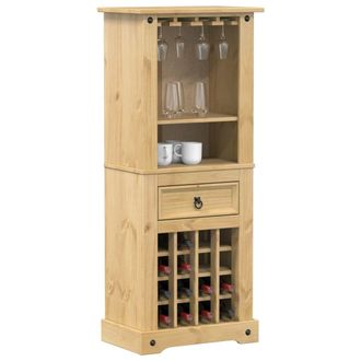 Berkfield Home Wine Rack Corona 56x35x120 cm Solid Wood Pine in Brown | Size: 56 x 35 x 120 cm