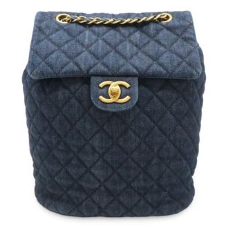 Chanel Matelasse Navy Denim Leather Backpack (Pre-Owned)