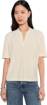 Varley Kasey Mock Placket Rib T-Shirts Womens Clothing Birch : XXS, Elastane/Polyester/Viscose