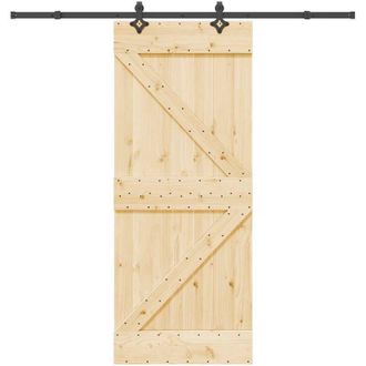 vidaXL Vidaxl - Puerta Corredera Con Herrajes Madera Maciza De Pino 85x210 Cm