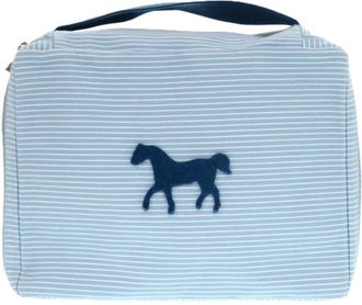 Herm&egrave;s Blue White Cotton Pouch (Pre-Owned)