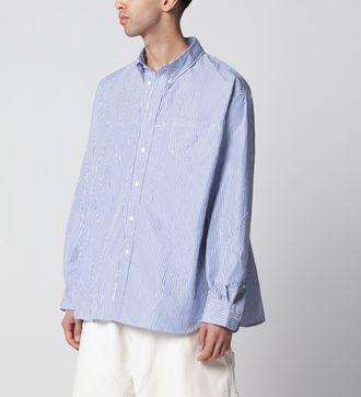 Willy Chavarria White/blue striped button-down shirt