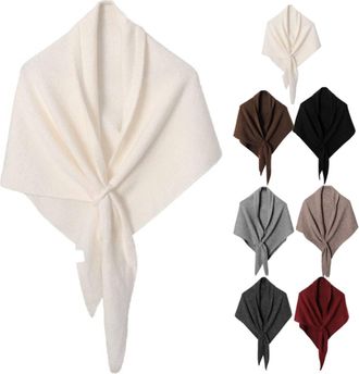 Generic Womens Solid Color Wool Blend Shawl, Wool Knotted Shawl, Knitted Triangle, Fall Winter Cozy Cross Cape, Dressy Warm Wrap Scarf for Women