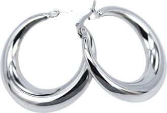 Generic Moon Round Creole Hoop Earrings for Women 925 Sterling Silver Statement Fine Jewelry Female Gifts Attractive Design