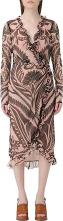 Etro Zijden wikkeljurk met ruches - Dames - Casual kleedjes - Veelkleurig - S - Kleedjes