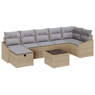 vidaXL Sofa Set with Cushion 7 pcs Poly Rattan vidaXL