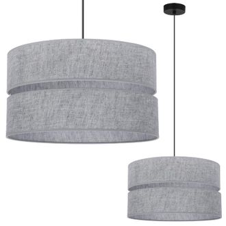 OEM L&aacute;mpara Colgante Duo De Lino Negro, 1 Pantalla Plana Gris L04 40cm