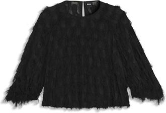 BOSS Relaxed-fit blouse in feather jacquard