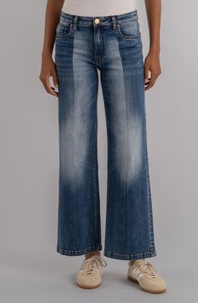 Kut from the Kloth Jean Two-Tone High Waist Wide Leg Jeans in Shiny at Nordstrom, Size 00