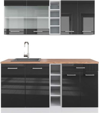 Vicco Cocina Vers&aacute;til R-line, Antracita Brillo Intenso/blanco, 160 Cm, Et Roble