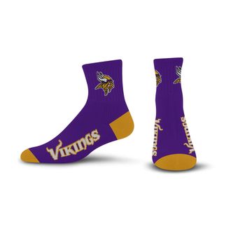 For Bare Feet FBF - NFL Team Color Quarter Dress Socks Footwear for Men and Women Game Day Apparel Size Large 10-13, Minnesota Vikings, Large