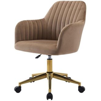 Vente-Unique Vente-unique - Sedia da ufficio Velluto Beige e Dorato Altezza regolabile - eleana