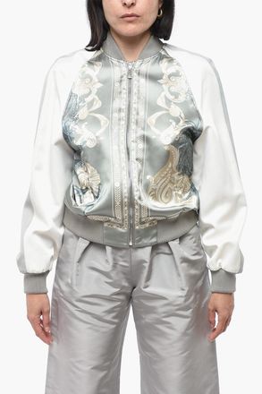 Versace Satin Bomber LA GRECA with Front Zip Versace