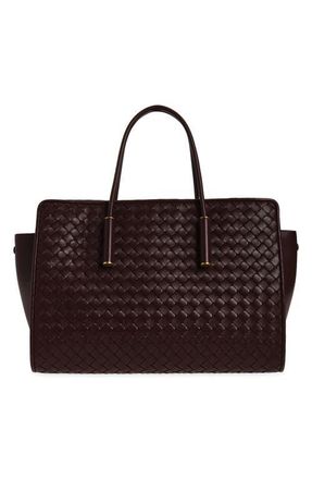 Bottega Veneta Small Barbara Intrecciato Leather Tote in 6149 Deep Mahogan-Brass V at Nordstrom