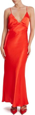 Bardot Capri Satin Cocktail Slipdress in Fire Red at Nordstrom, Size 12