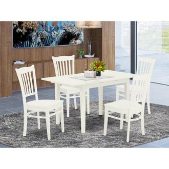 East West Furniture Dining Table- Dining Chairs, NOGR5-WHI-W
