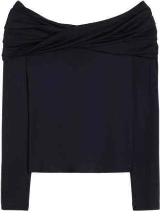 Max Mara Tops, Dames, Blauw, L, Wol, Wol Off-the-Shoulder Top