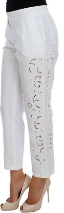 Dolce & Gabbana Womens White Floral Cutout Dress Sicily Pants Cotton