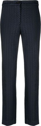 Emporio Armani chevron-jacquard cropped trousers - women - Polyamide/Viscose/Polyamide/Acrylic (Fiber)/Wool - 42 - Blue