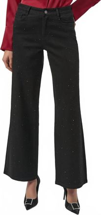 Joseph Ribkoff Embellished Classic Wide Leg Jeans In Black