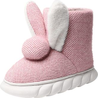 Generic Women Slip On Boots Size 6 Casual Cute Cartoon Rabbit Shoes Warm Fur Lined Ankle Boots Winter Thickened Plush Short Shoes Non Slip Lightweight Snow Bo