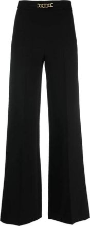 Twinset Wijde broek met ovale ketting - Dames - Wijde Broeken - Zwart - XS - Polyester - Broeken