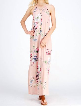 Entro Floral Halter Maxi Dress In Blush