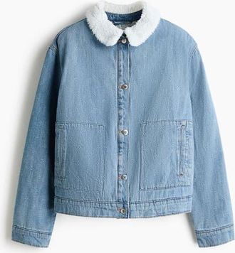 H&M Collared Denim Jacket in Denim Blue at Nordstrom, Size Xx-Large